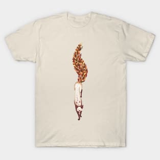 Autumn fox with a tail of leaves. fallen leaves T-Shirt